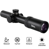 LEBO Optics 1-6x24 SFP LPVO Rifle Scope with BDC, HD Glass with Low Light Enhancement, Red Illumination Reticle, Capped Zero Resettable Turrets, 30mm Tube, Matte Black