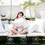 LEBO 12 x 20 Outdoor Pillow Inserts - Waterproof Decorative Throw Pillows with Down Alternative Filling for Patio Furniture Couch Sofa - Pack of 2, White