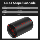 LEBO Optics 44mm Light Rifle Scope Sunshade, Matte Black, Low-Reflective Surface Treatment, 6061 Aluminum Alloy